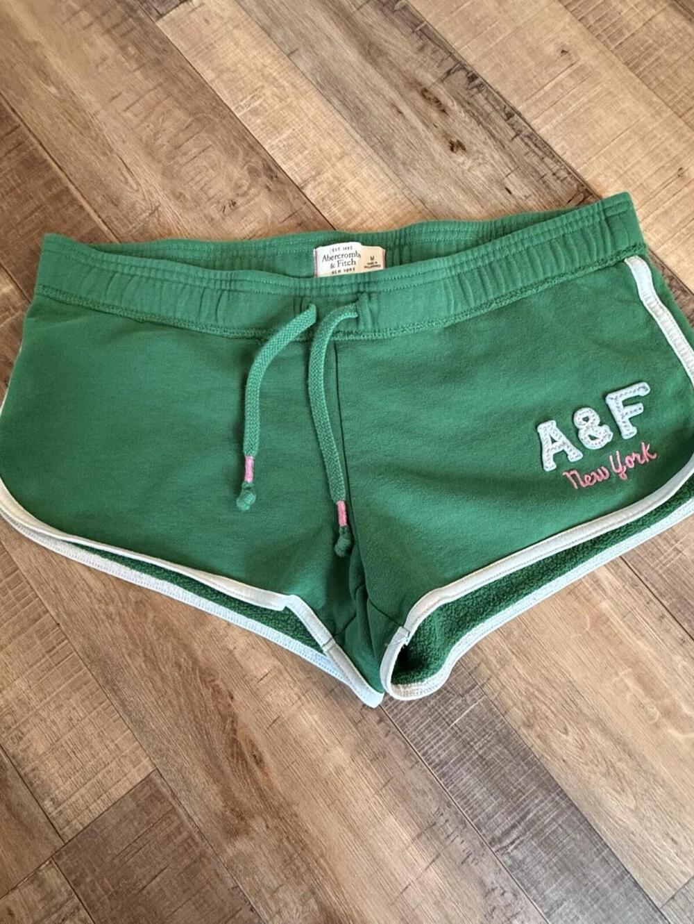Abercrombie And Fitch Y2K Shorts New York Green Drawstring Stretch Vintage